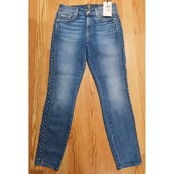 ALT Elena Gilbert 7 for All Mankind Jeans Women Sz 26 Blue Streetwear $300 - Picture 1 of 11